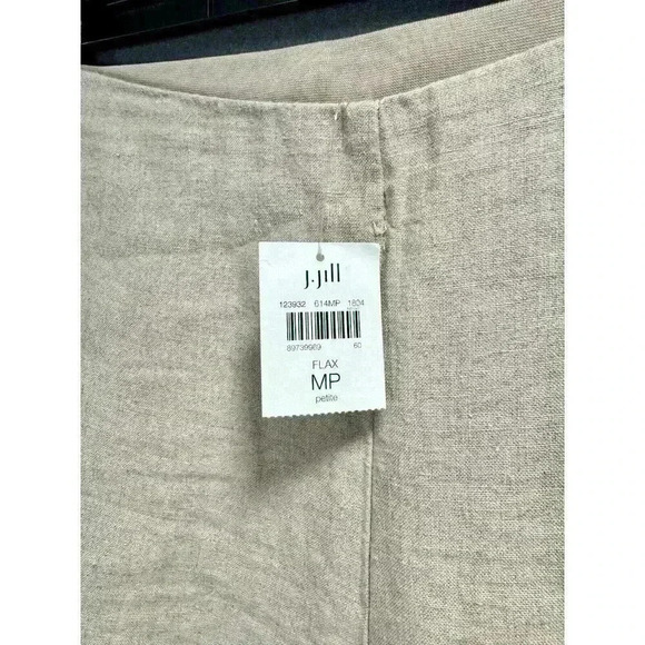 J Jill Love Linen Ankle Pants Womens MP Khaki Flax Elastic Waist High Rise NEW - Picture 3 of 9